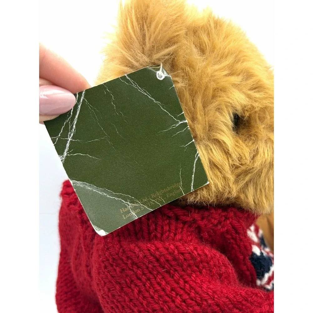 HARRODS Knightsbridge UK England British Flag Red Sweater Plush Teddy Bear